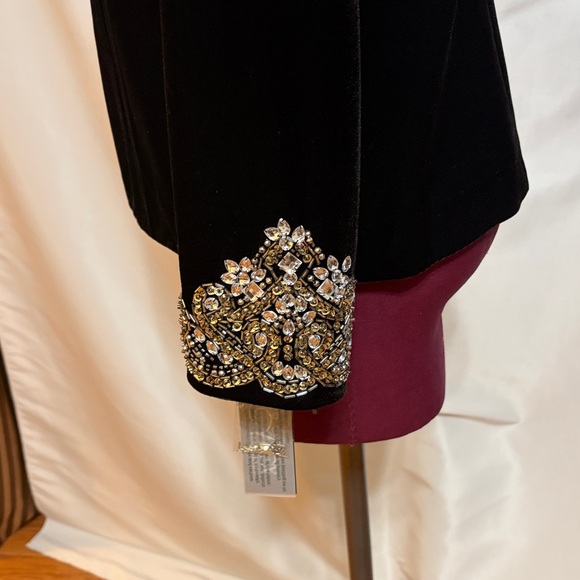 Alex Evenings Black Velvet Jacket with Embellished Sleeves - Picture 4 of 14